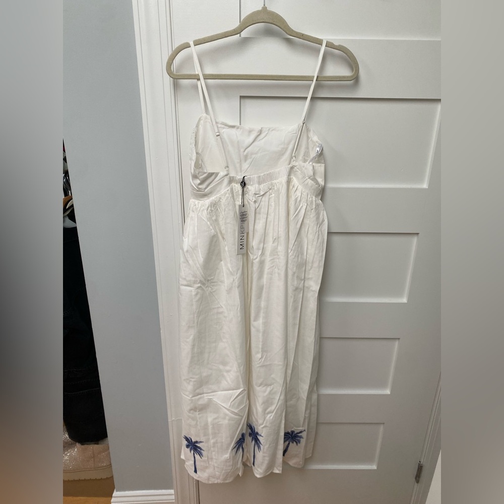MinkPink White tropical palm tree embroidered midi dress - Picture 6 of 10